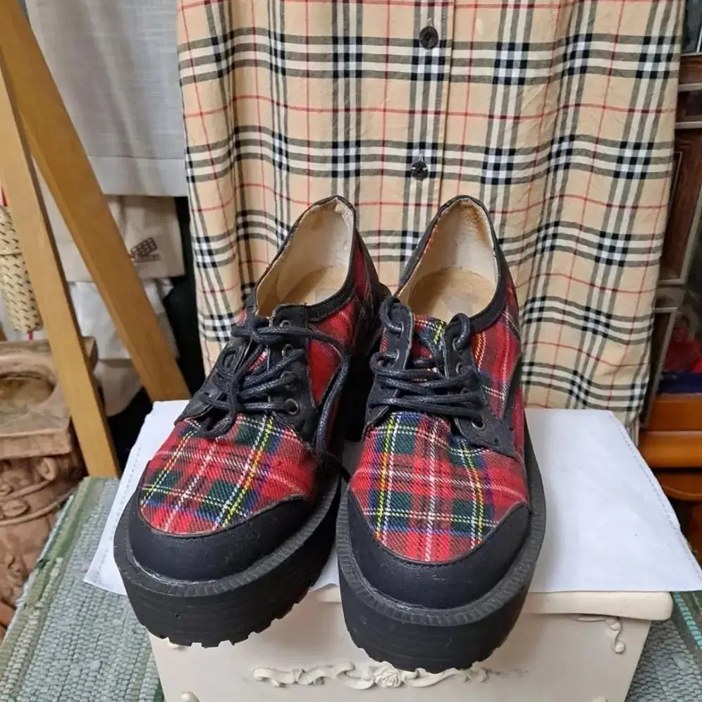 Red check shoes