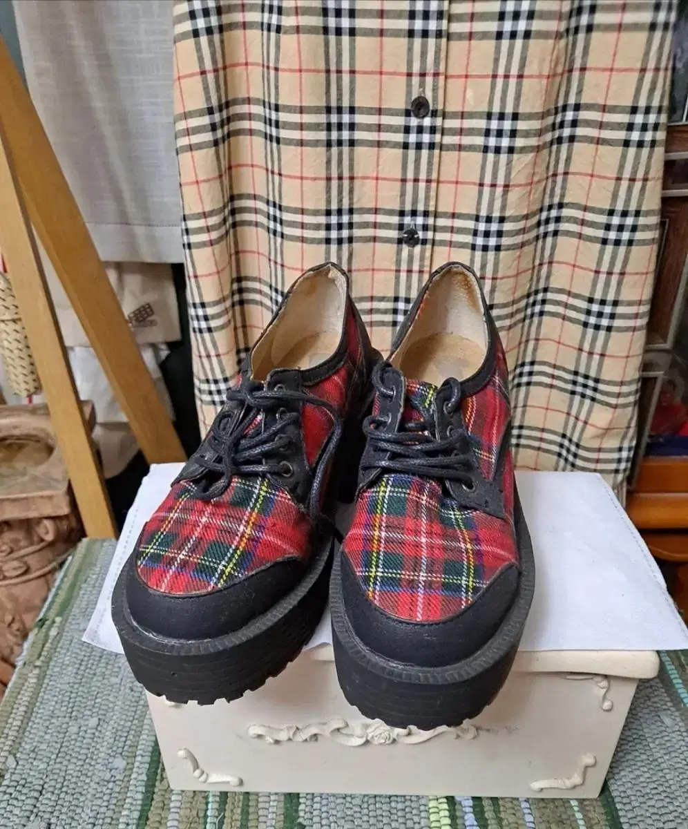 Red check shoes