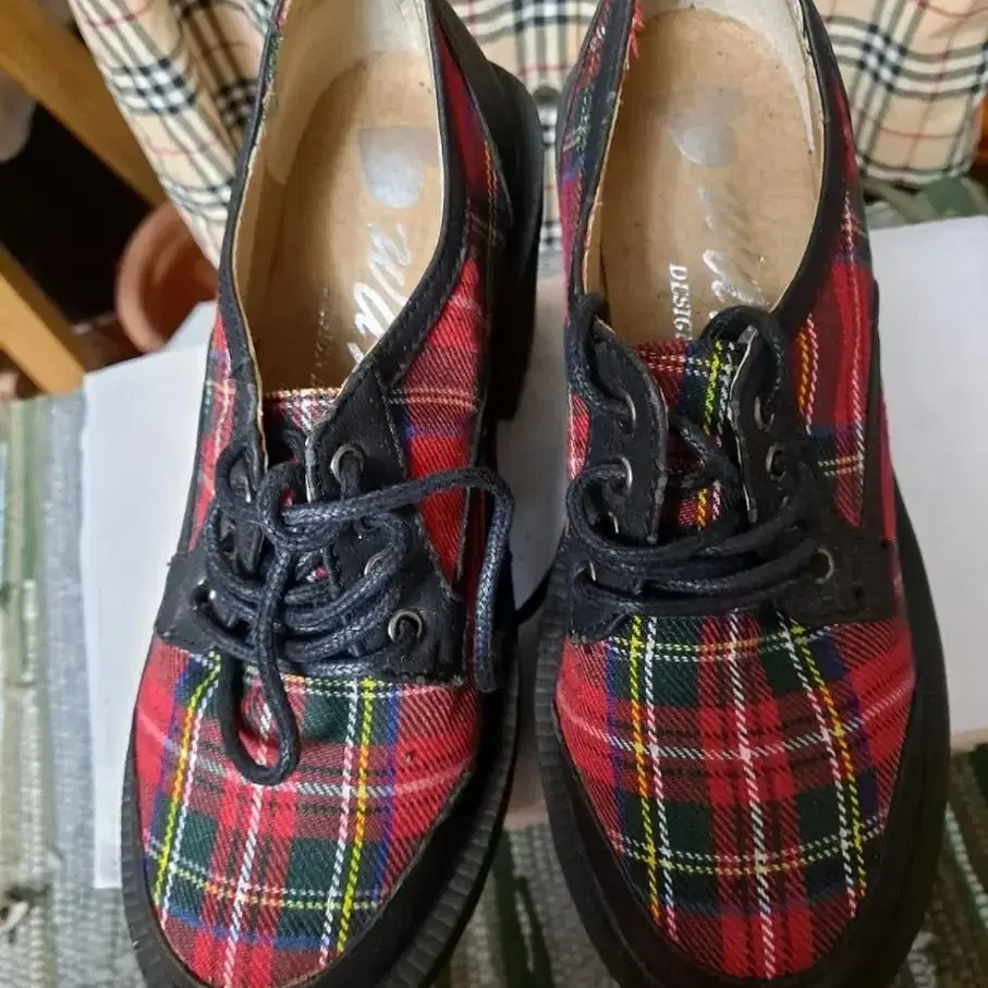 Red check shoes