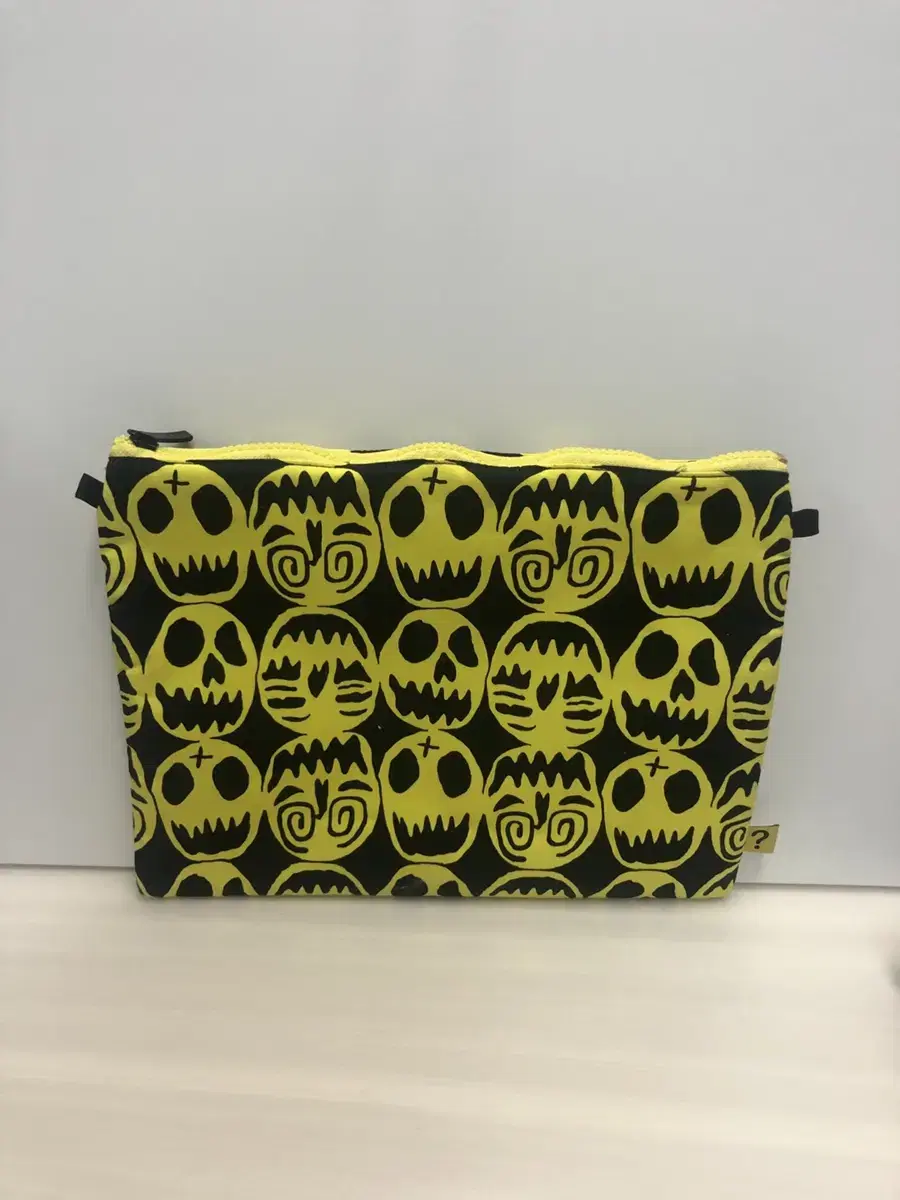 Yellow neoprene sponge skull pouch clutch bag