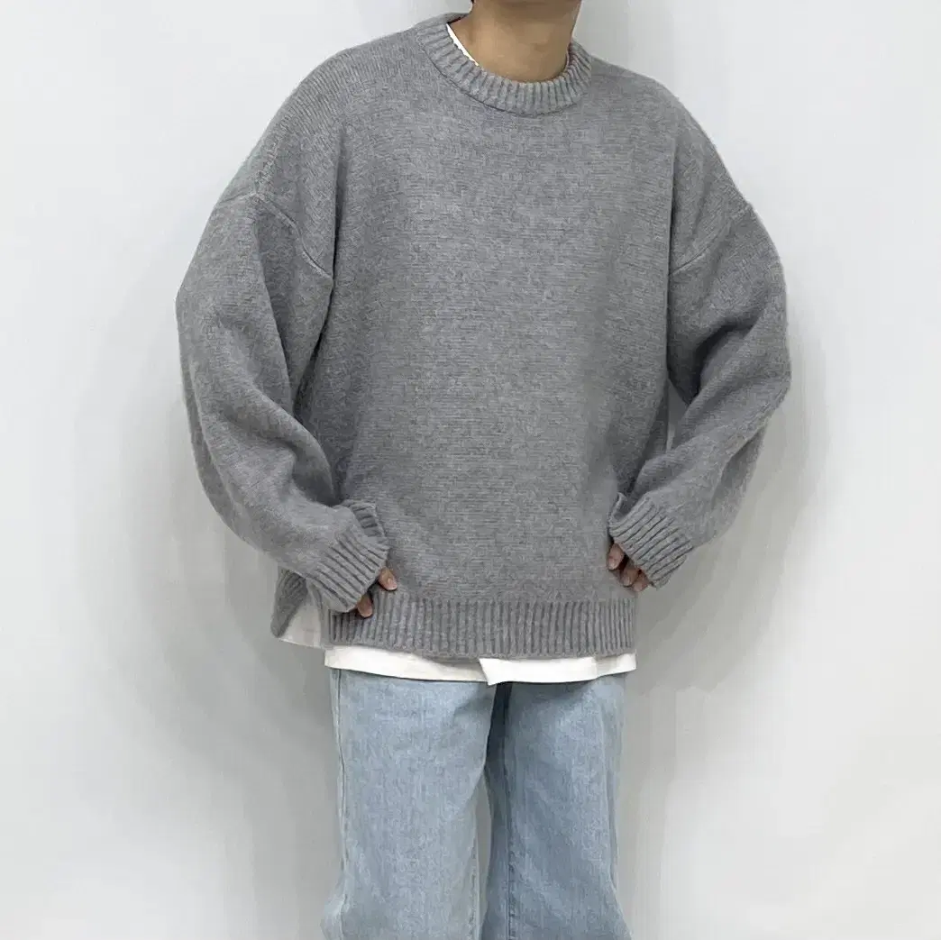 Men's Balloon Sleeve Brushed Mohair Knit (4colors)