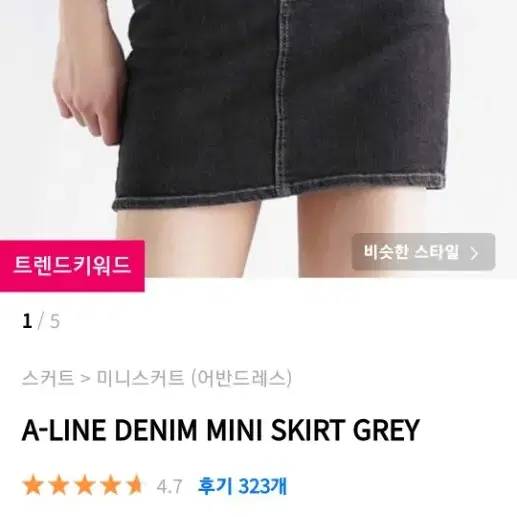 어반드레스 A-LINE 흑청 미니 스커트 GREY