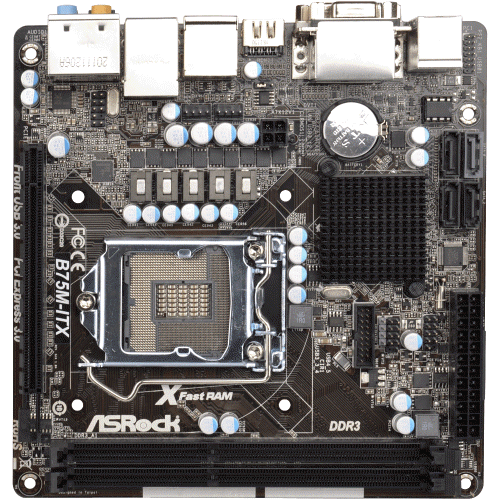 ASRock B75M-ITX+쿨러+DC보드+DC어댑터+케이스