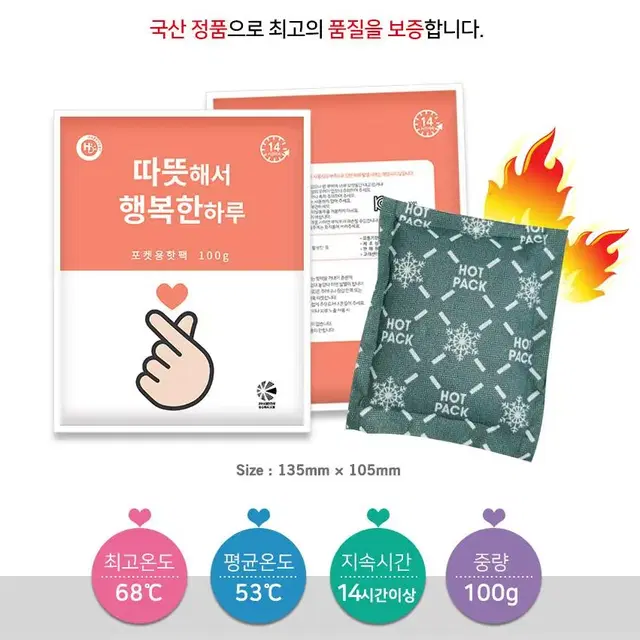 [무료배송] 포켓 핫팩 100g 120개 주머니핫팩