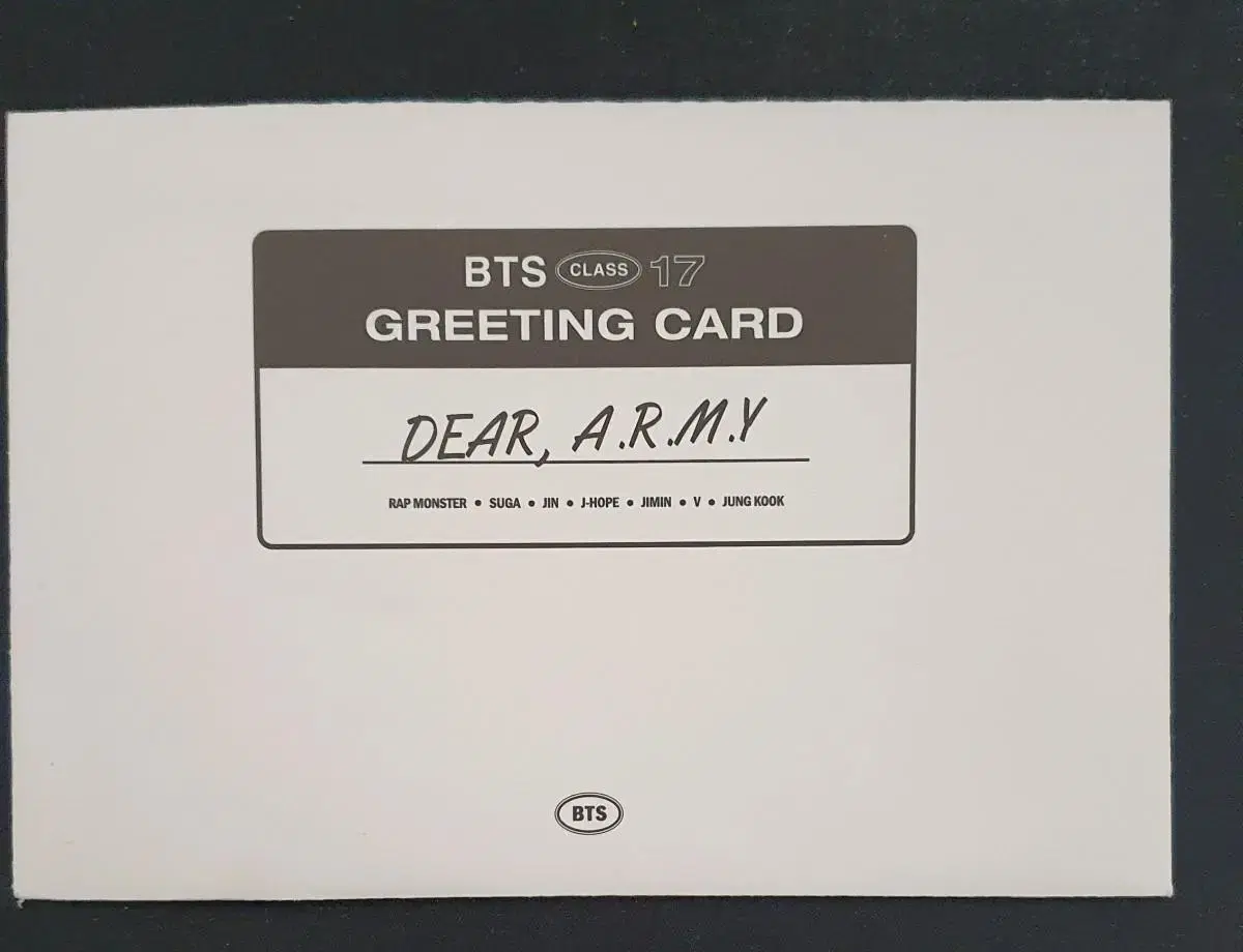 BTS 2017 season's greetings message card