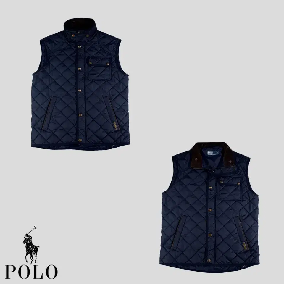 Polo Ralph Lauren Dark Navy Chest Pocket Neck Bijou Amecazi Quilted Padded Casual