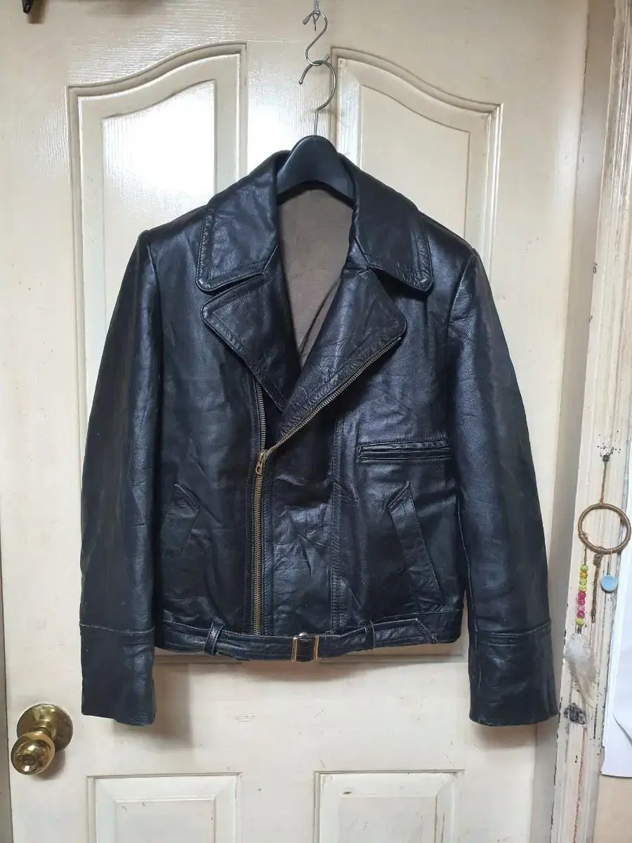 50's Original German Motorcycle Soldier Leather Rider Jacket