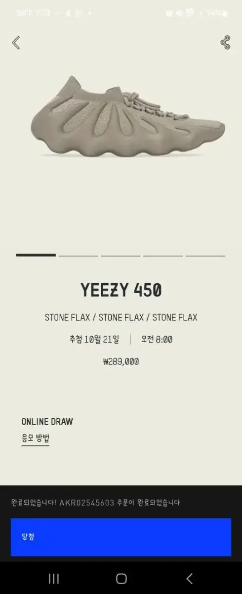 yeezy 450 스톤플랙스 265