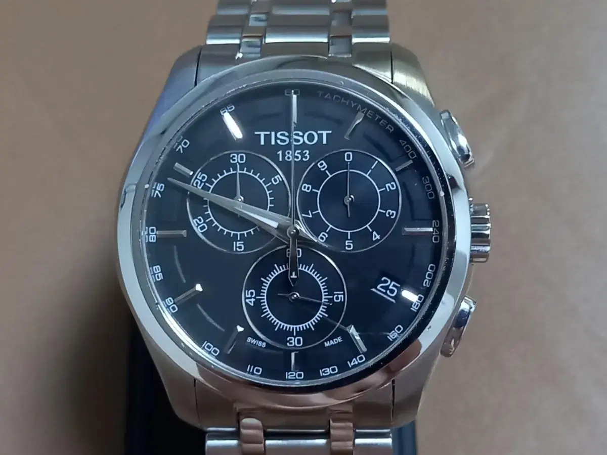 TISSOT 시계 크로노 쿼츠 남성용 스틸(폴리싱 완료)