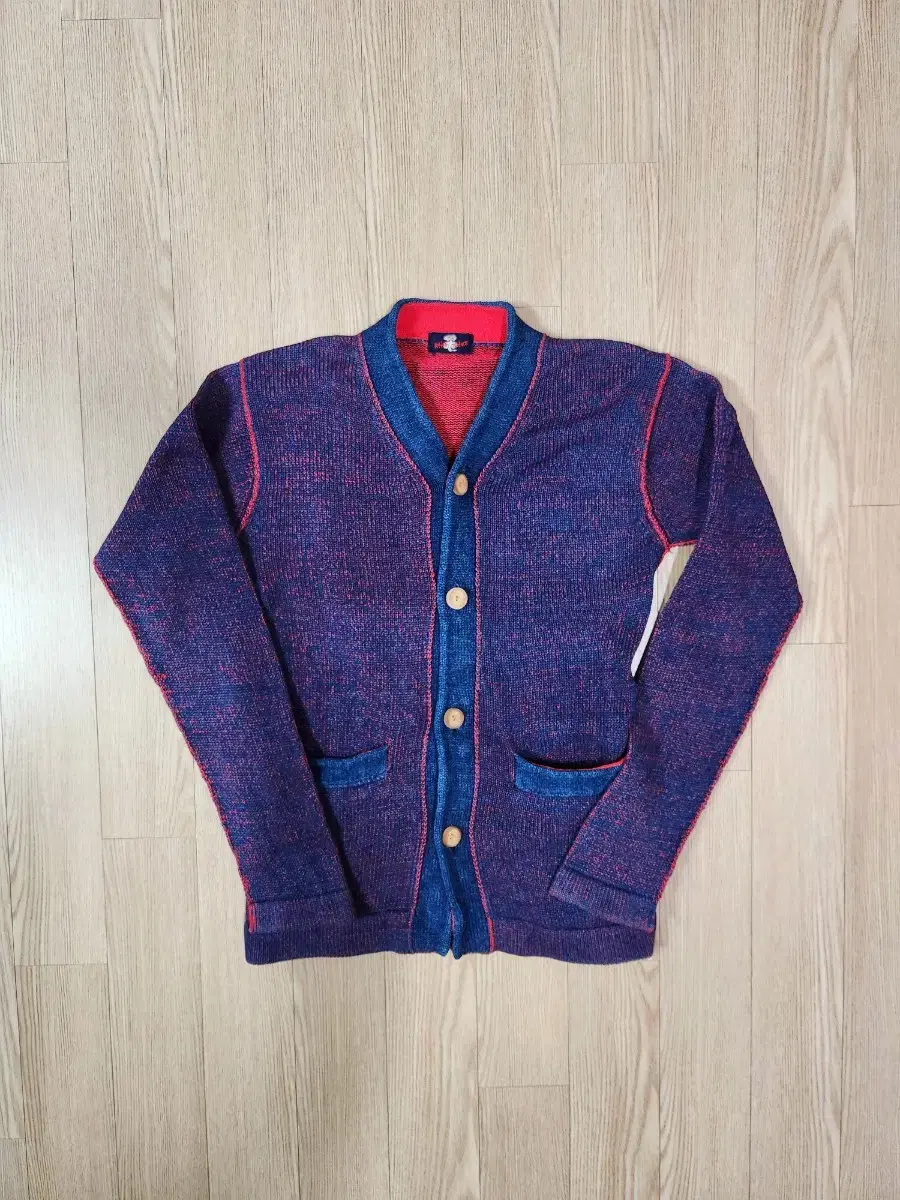 International Ginza Purple Woven Wood Button Cardigan