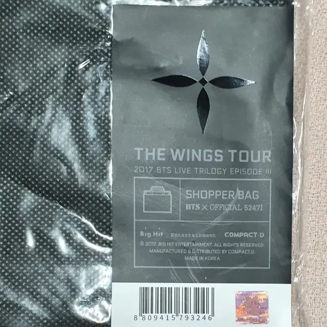 BTS 방탄소년단 윙즈투어 쇼퍼백 wigns tour 쇼퍼백