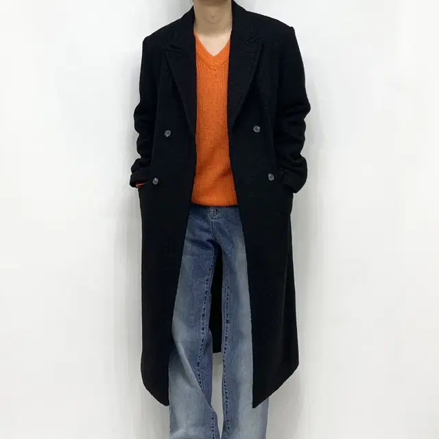 남자 120cm 카센티노 울 부클 더블 롱 코트 (2color)