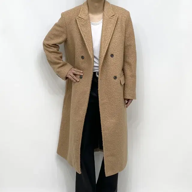 남자 120cm 카센티노 울 부클 더블 롱 코트 (2color)