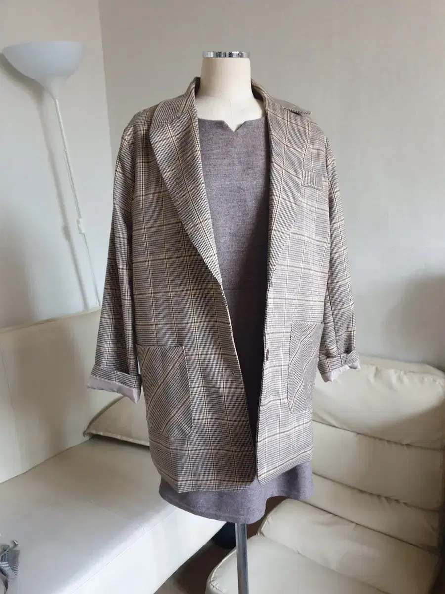 Overcoat Check Blazer Jacket Tartan Check Gunclub Check Gaeul Jacket Honey Butter Almond