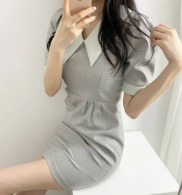 빅카라 체크원피스