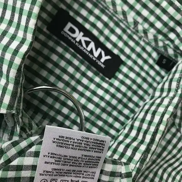 DKNY 슬림핏 프레임 셔츠 그린 체크 95 뉴욕 실루엣