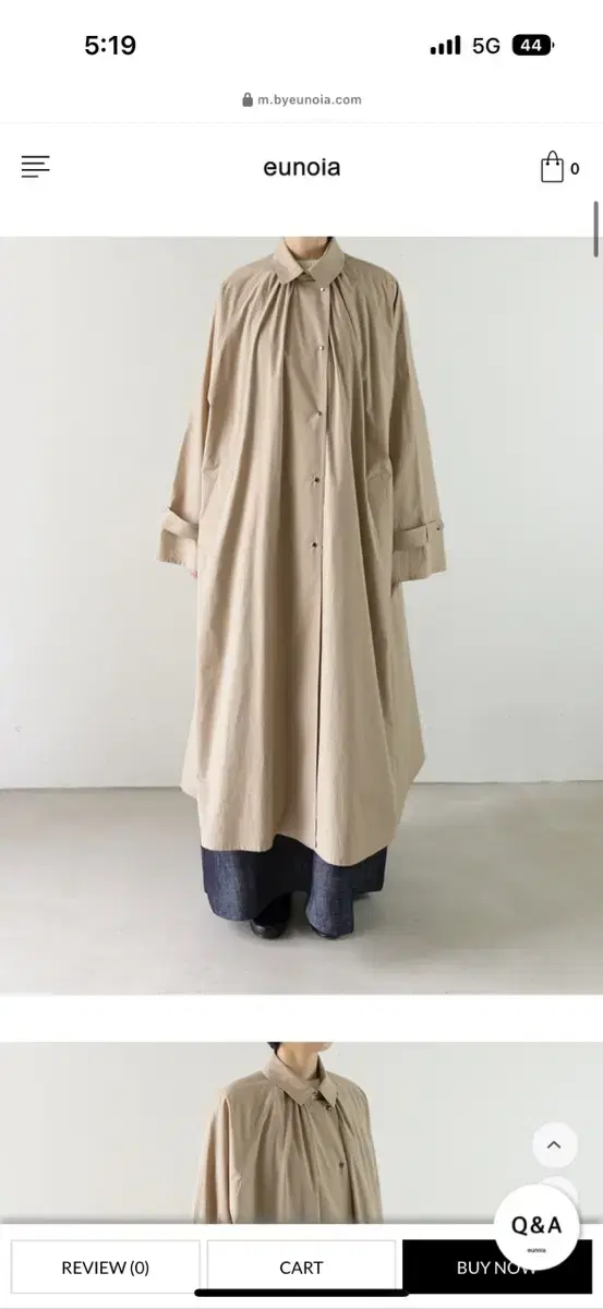 유노이아 snap button trench coat