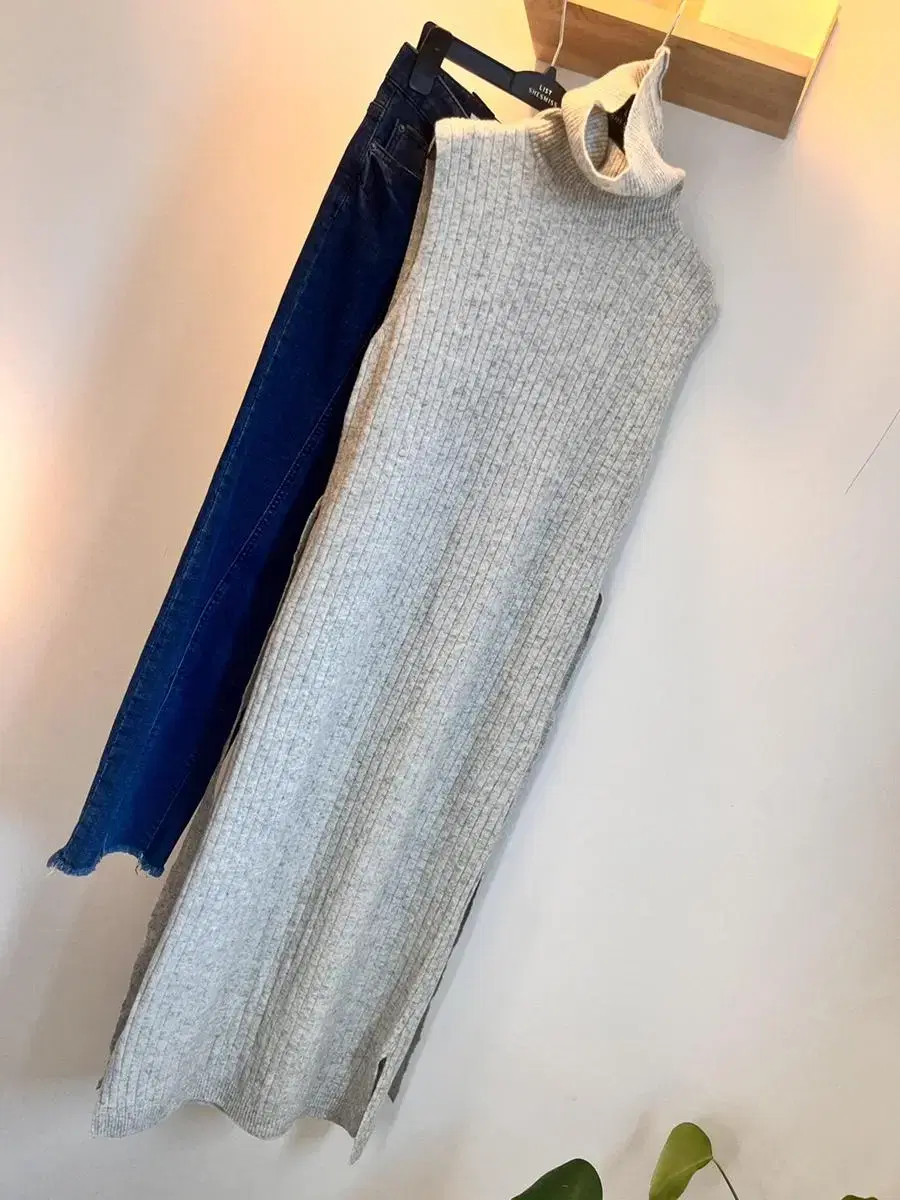 long wool knit one-piece vest