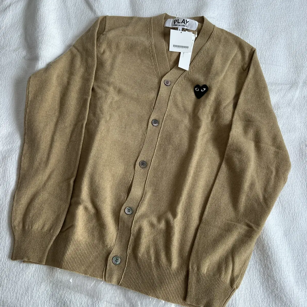 Comme des Garçons Song Black Whippen Cardigan Beige Size L New for Sale. Comme des Garçons