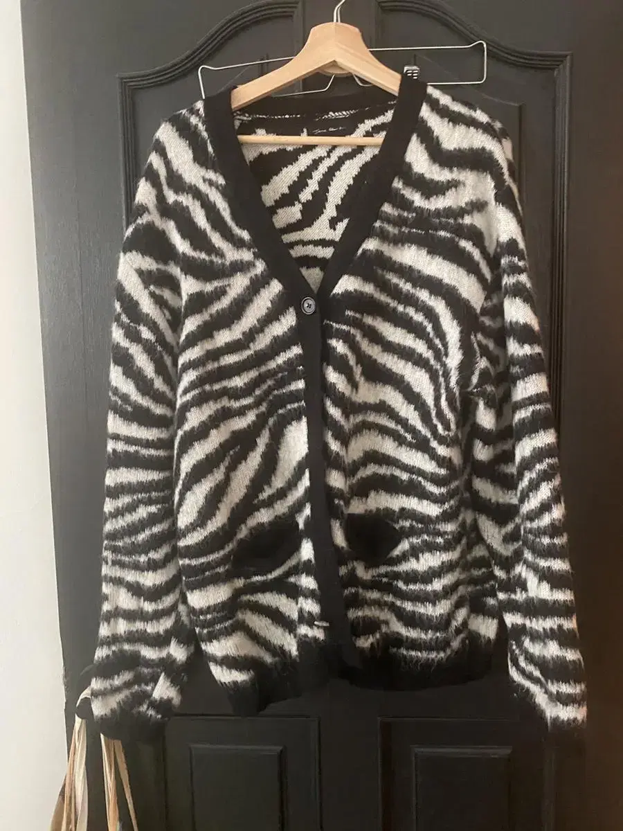 Jeong Salon Zebra Alpaca Hairy Cardigan