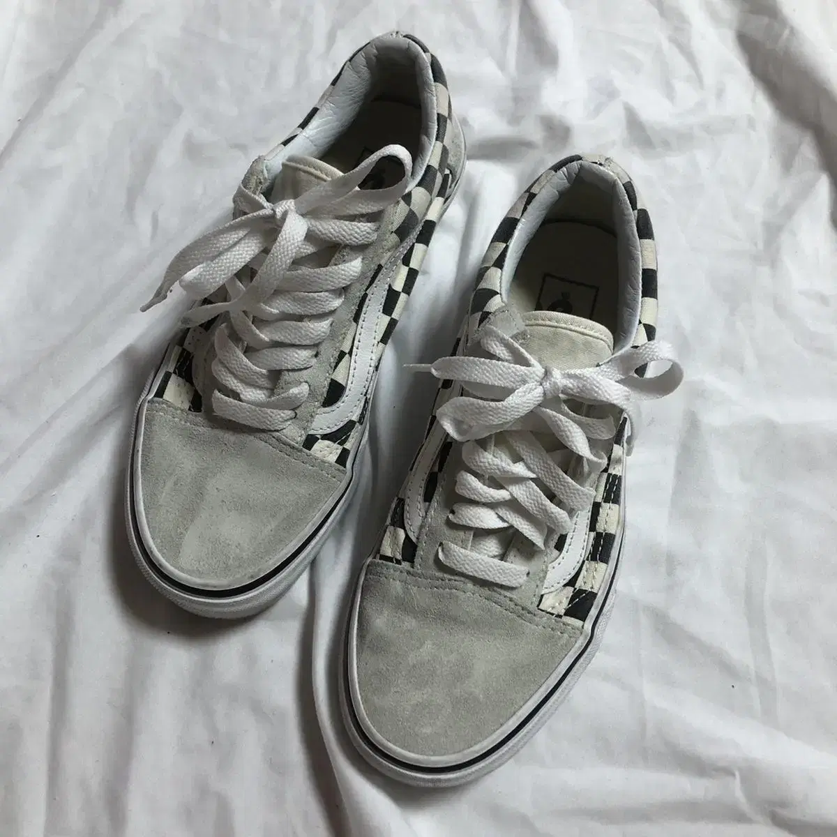 Vintage vans light gray check old scho