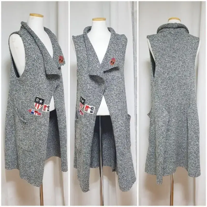 Long knit vest in crepe atelier