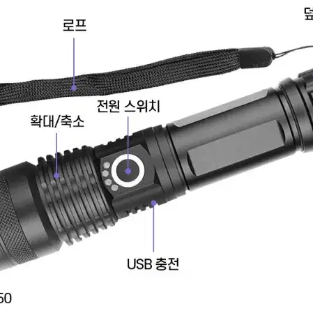 xhp50비상렌턴 후레쉬 18650-3000포함