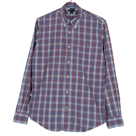 Tommy Hilfiger Men's Plaid Long Sleeve Shirt Navy Red (HU8795)