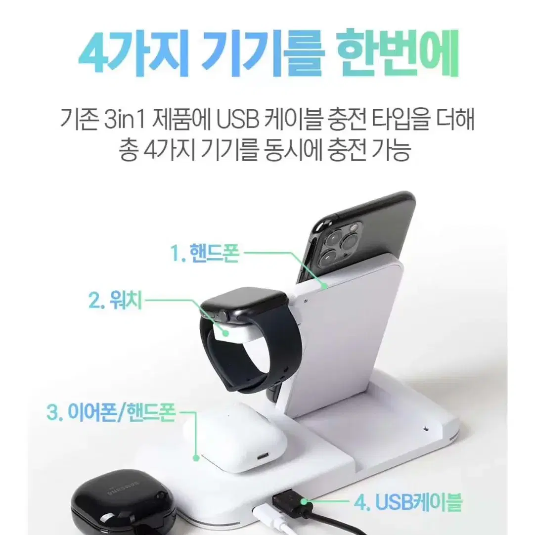 아이폰 4IN1 고속 무선충전기 15W 맥세이프 애플워치 에어팟