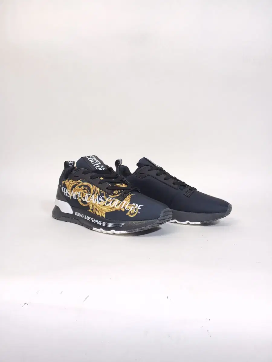 Versace Dynamic Black Nylon Men's Sneakers with Printing