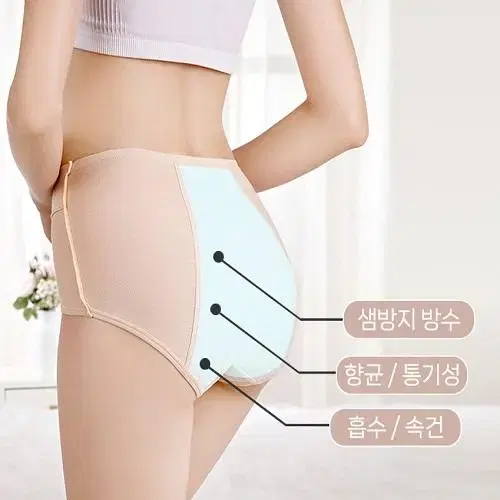 [새상품] 여성 높은 면50수 하이웨스트 샘방지 팬티 방수 위생 팬티