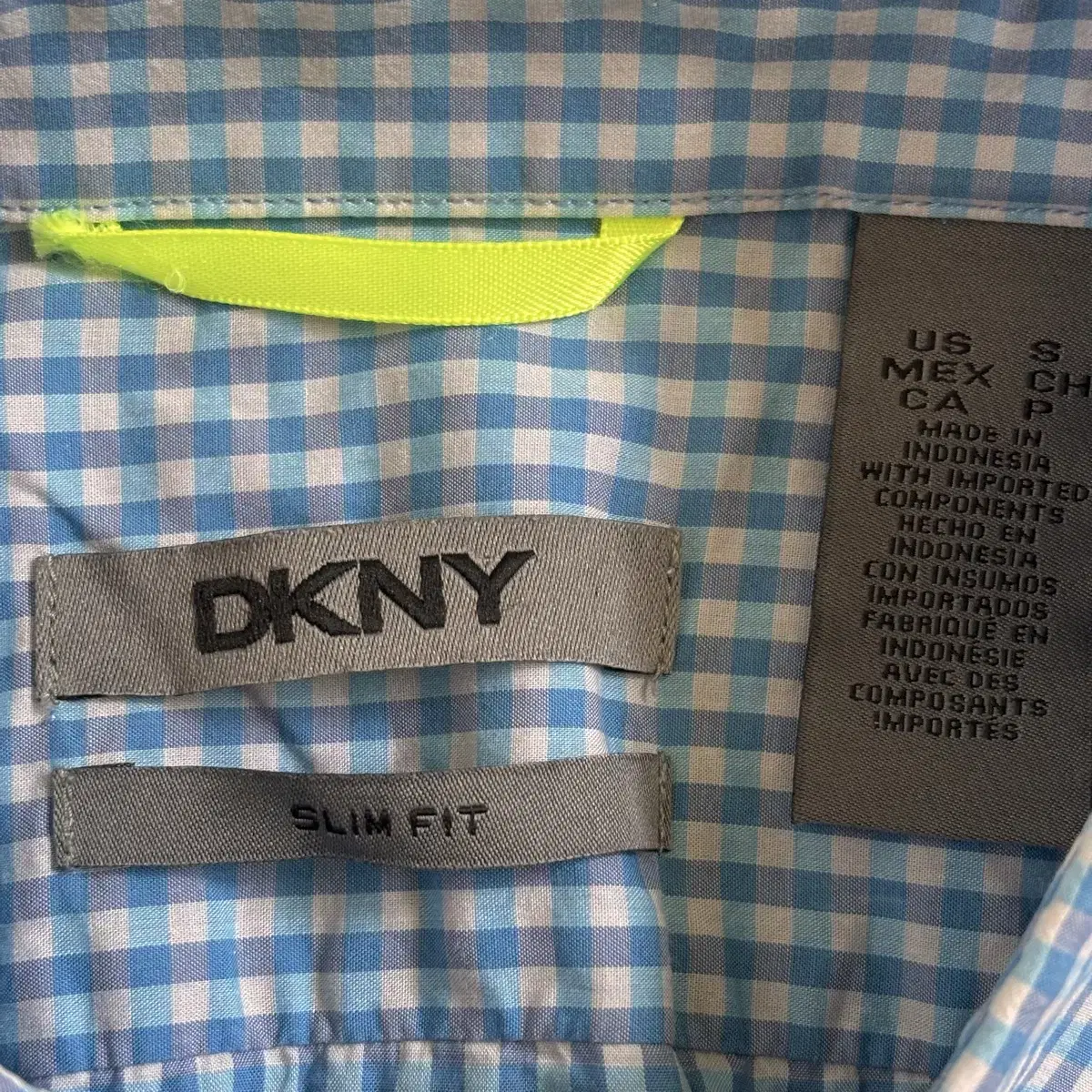 DKNY 블루 체크 셔츠 S 슬림핏 95 수입 정품