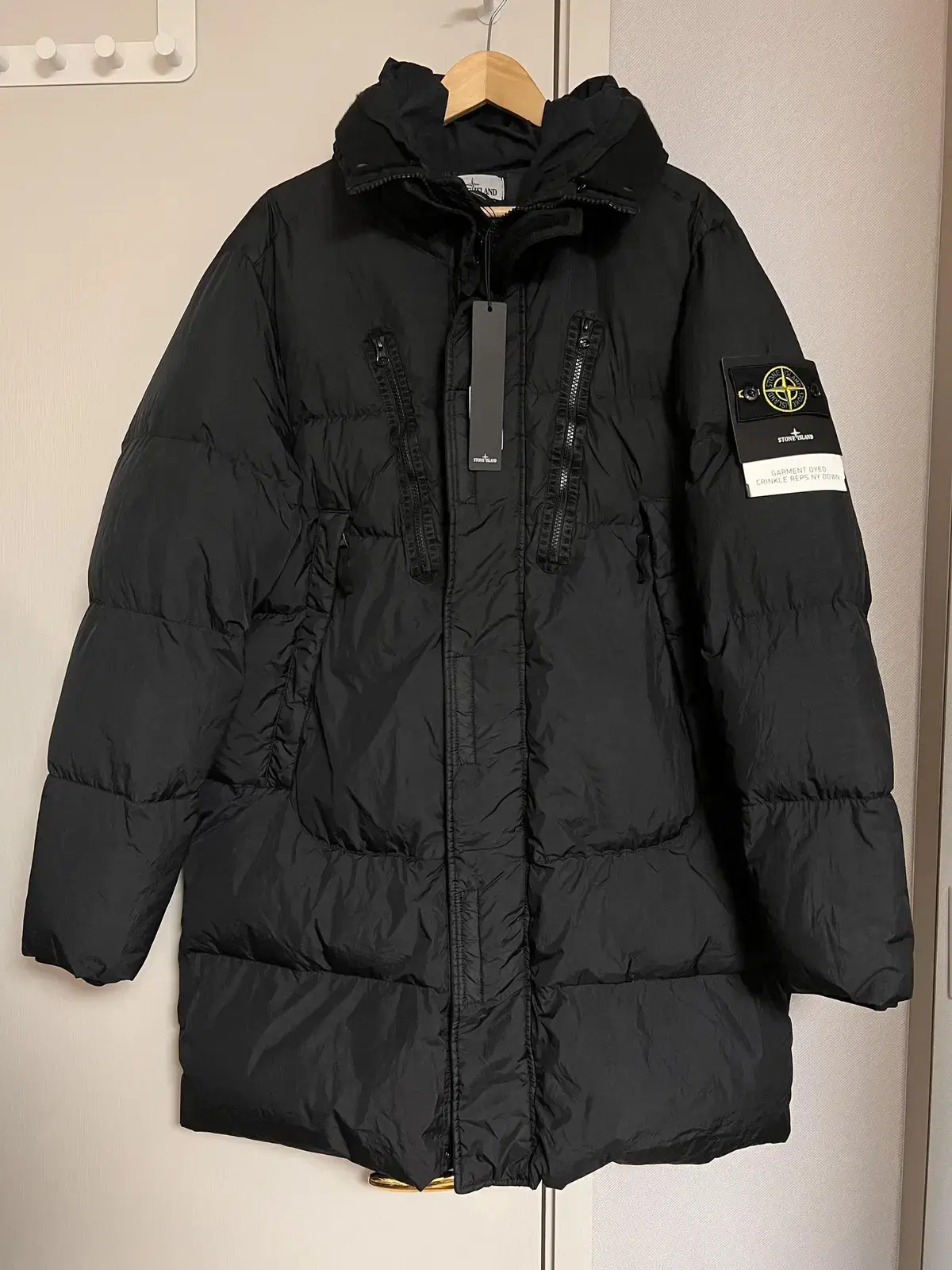 Stone Island Crinklapps Long Padded Black Hooded XL Size Stone Long Padded New