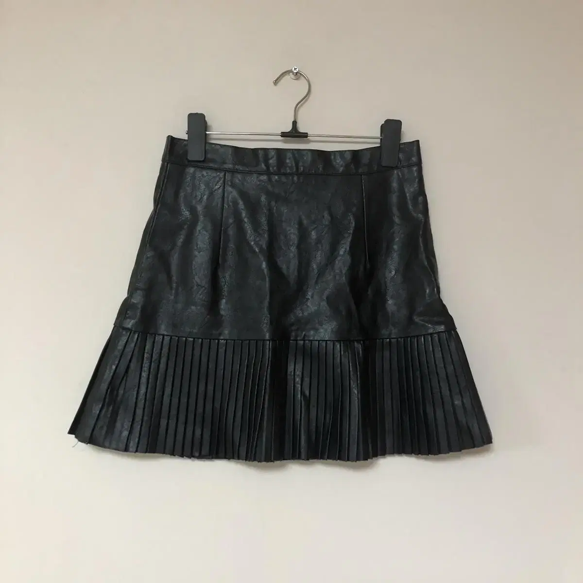 Vintage Leather pleats mini sk