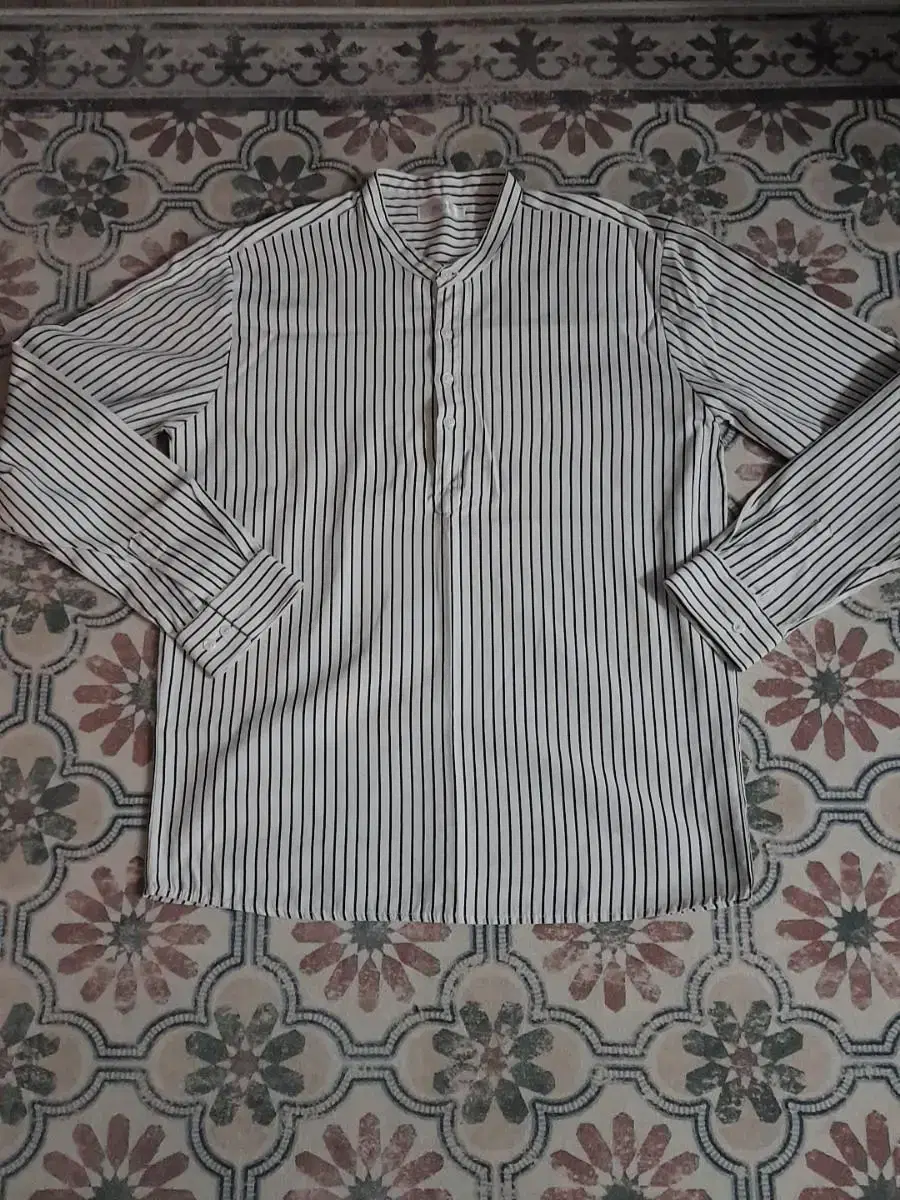 Striped henry neck long sleeve shirt