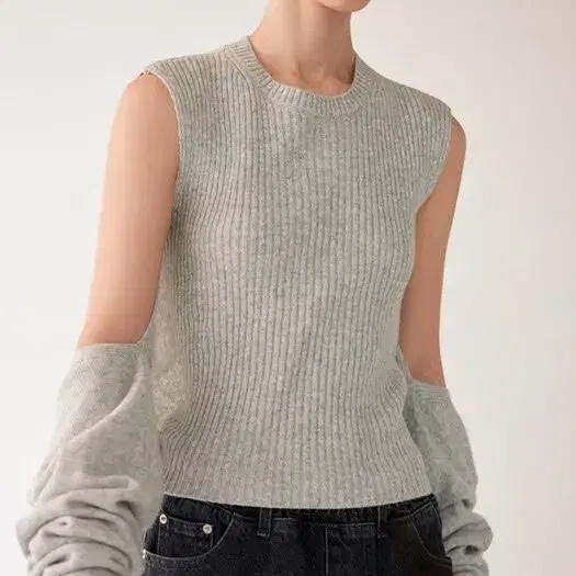 다이애그널 BOLERO LAYERED KNIT(light gray)