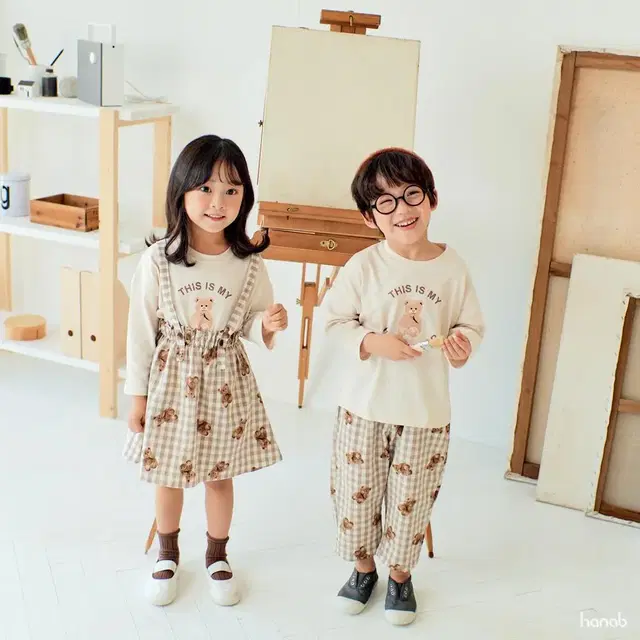 남아 여아 아동 곰돌이패턴 상하복 남매룩코디 키즈상하복