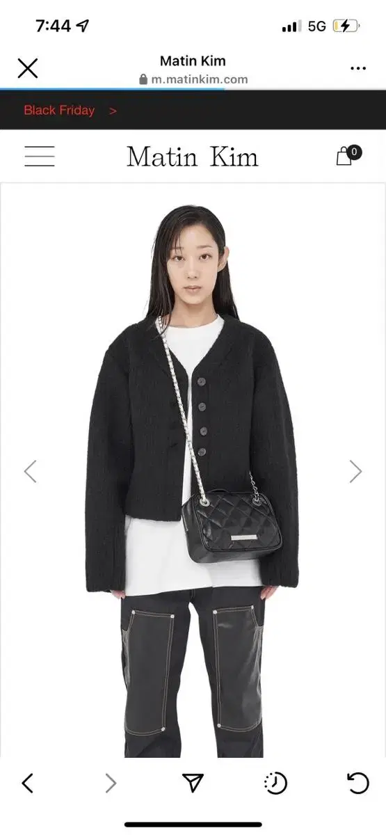 마뗑킴 TONE VOLUME CARDIGAN JACKET IN BLACK