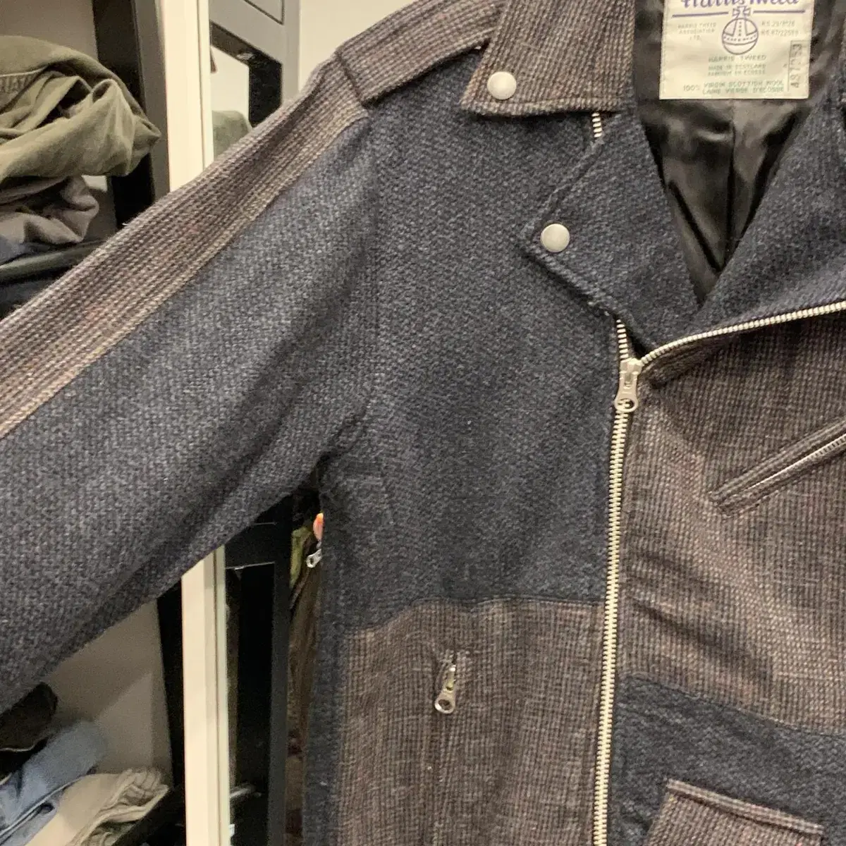 harris tweed 해리스트위드 리메이크 라이더 자켓