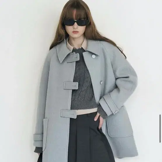 마론에디션 코트 Blue Boucle Half coat