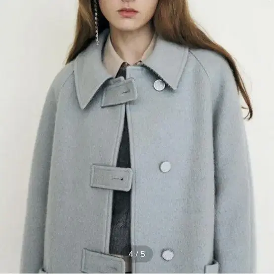 마론에디션 코트 Blue Boucle Half coat