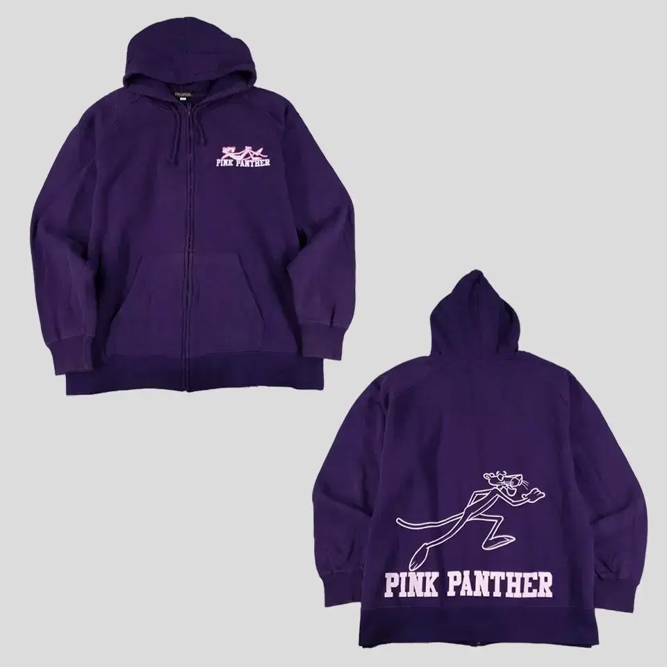 Pink Panther Purple Backprinted Brushed Hoodie Zip Up SIZE XL