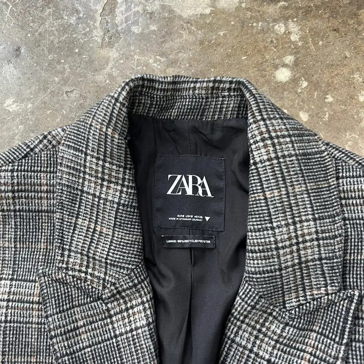 S) ZARA 자라 글렌체크 모직 코트 여성 체스터 코트