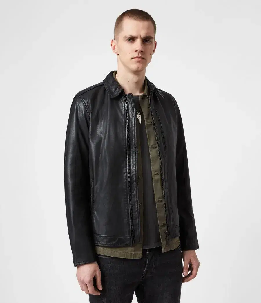 All Saints Timo Leather Jacket M