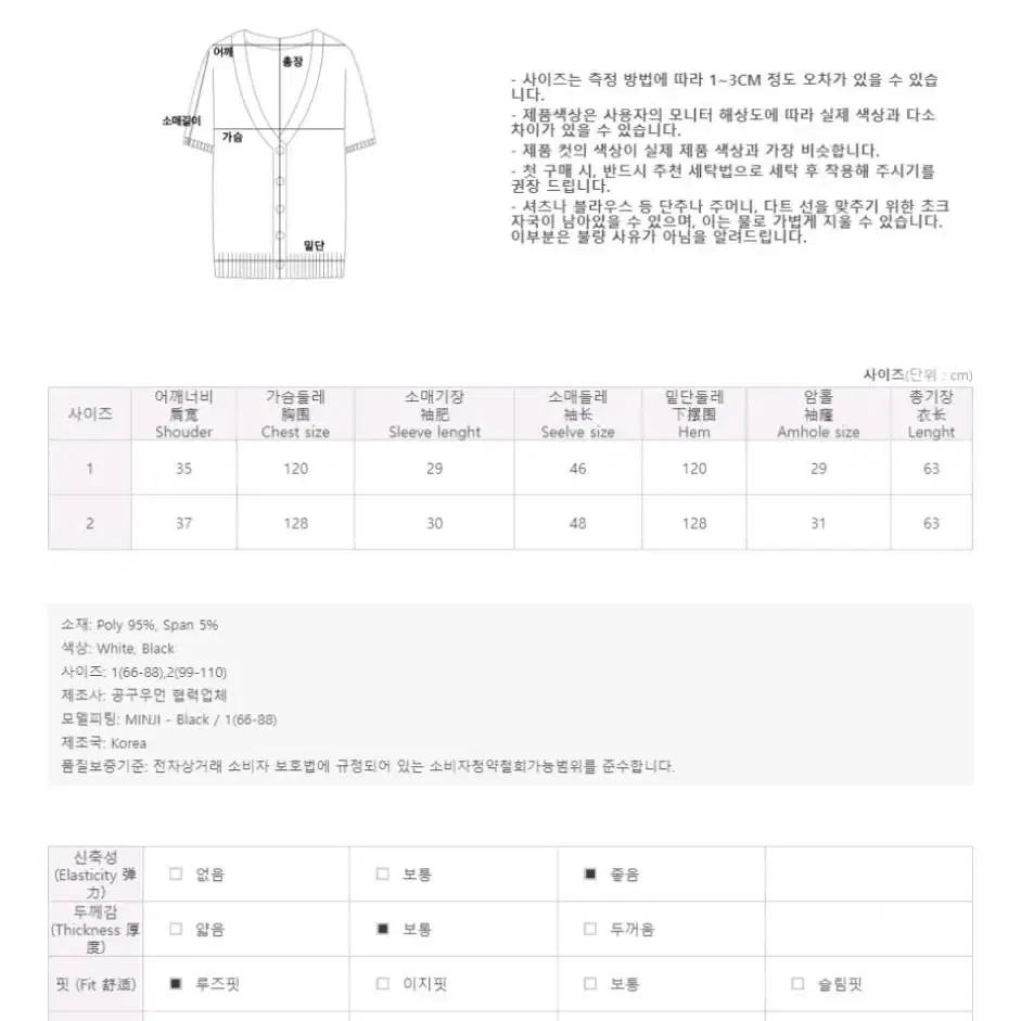 에이블리)하이넬 배색반팔 가디건