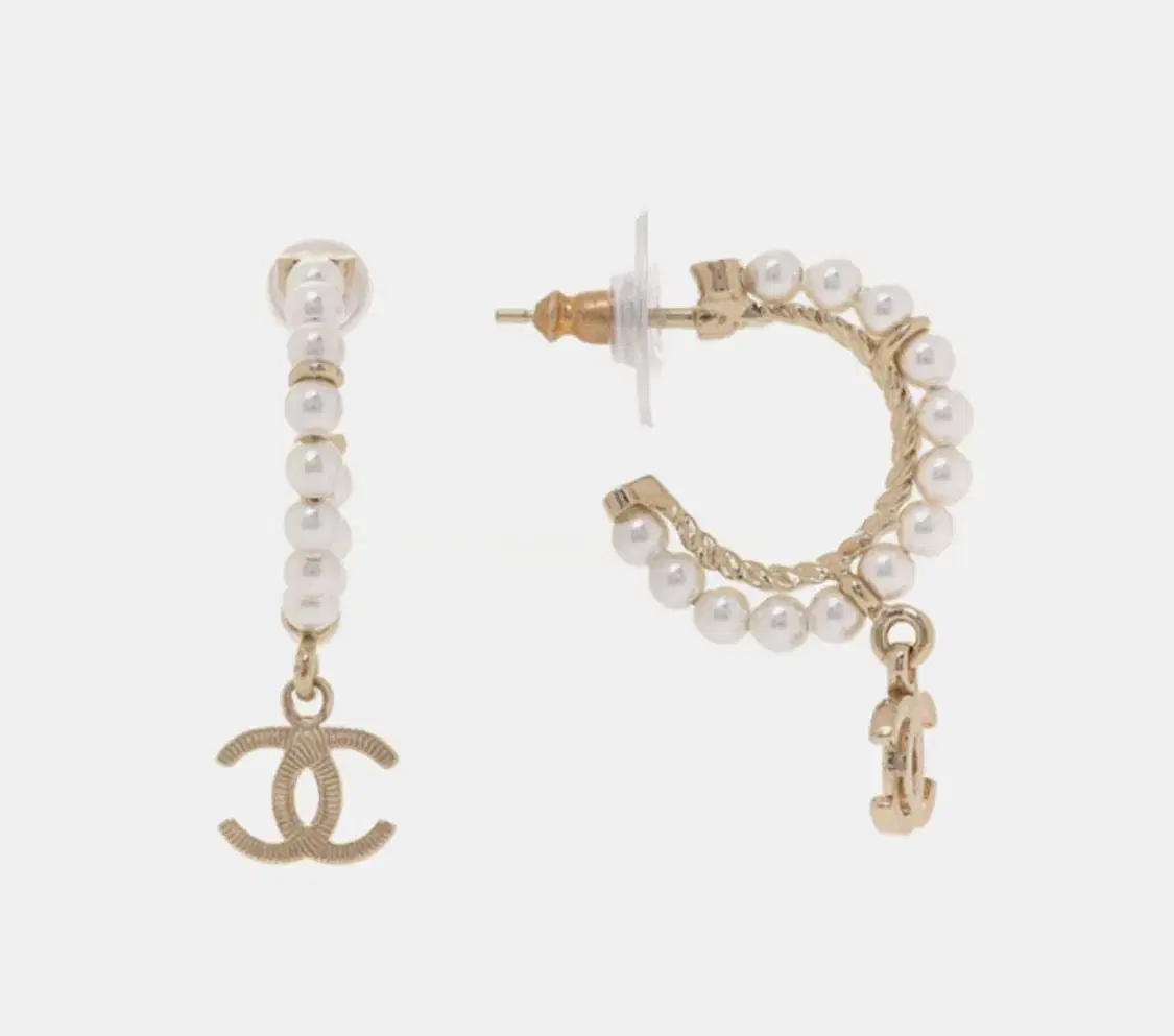 Chanel CC Hoop Charms Pearl Earrings