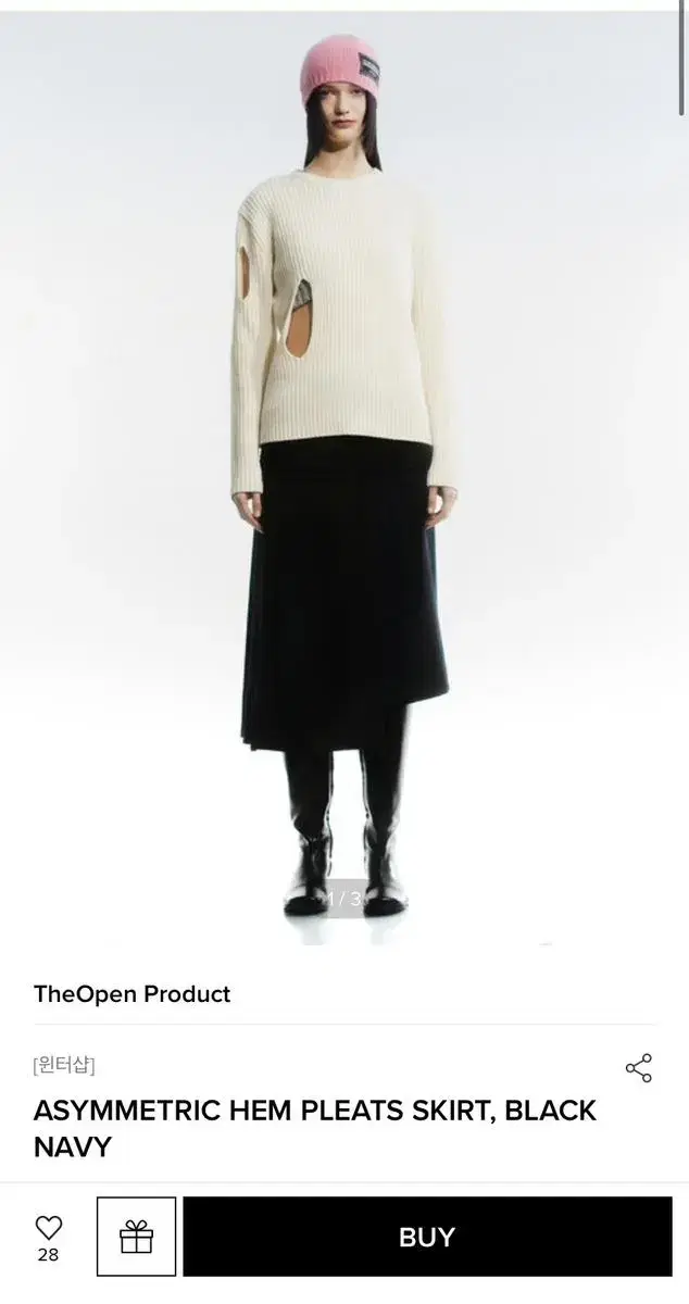 더오픈프로덕트 스커트 ASYMMETRIC HEM PLEATS SKIRT