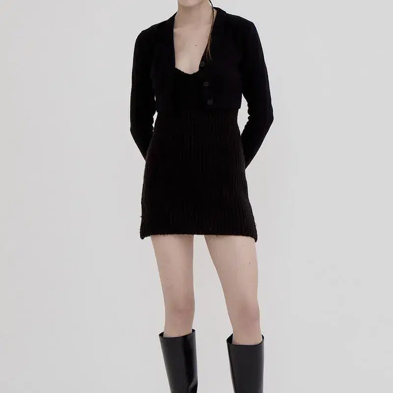 RR rest&recreation knit mini dress_black