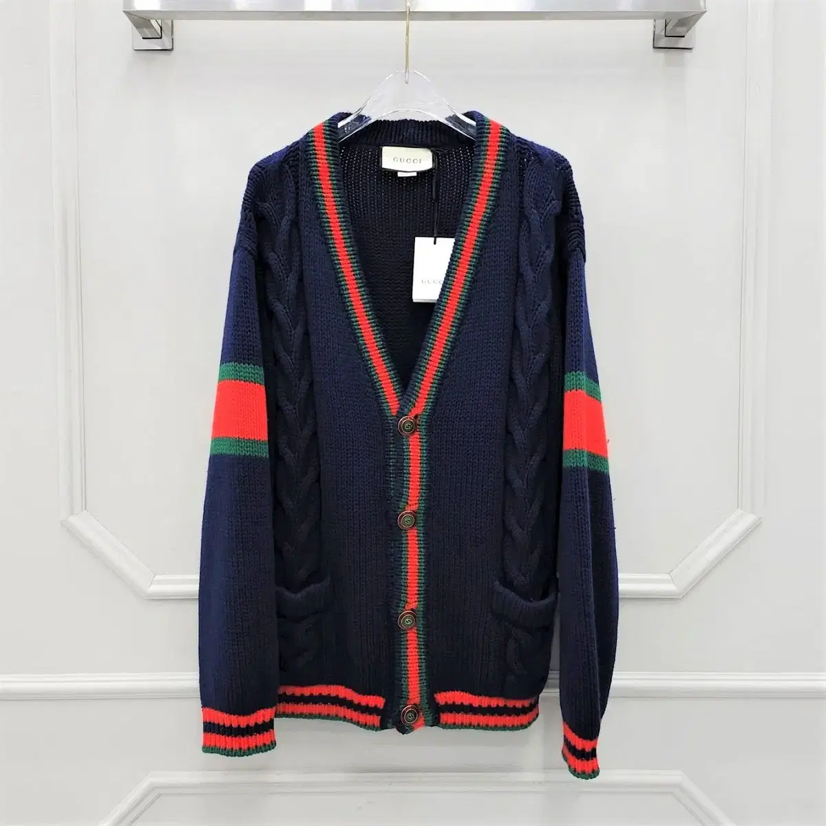 S / Gucci Navy Three-Seam Cardigan