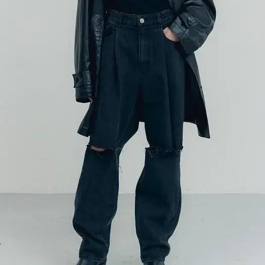 라그랑지 contrasted siluet pants 흑청 S사이즈